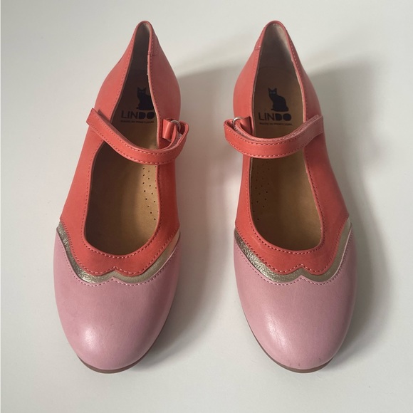 Lindo Other - Lindo Girls’ Leather Coral & Pink Mary Jane Shoes